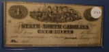 1863 STATE OF NORTH CAROLINA DOLLAR NOTE AU