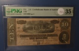 1864 CONFEDERATE TEN DOLLAR NOTE PMG VF-35 EPQ
