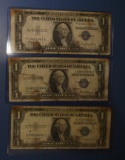 LOT OF FIVE 1935 ONE DOLLAR SILVER CERTIFICATE NOTES AVE./POOR (5 NOTES)