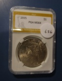 1935 PEACE DOLLAR PGA MS-64