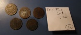 LOT OF FIVE CULL LOW GRADE TWO CENTS (5 COINS)