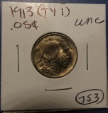 1913 TYPE 1 BUFFALO NICKEL UNC