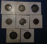 LOT OF EIGHT MISC. LIBERTY NICKELS AVE. CIRC. (8 COINS)