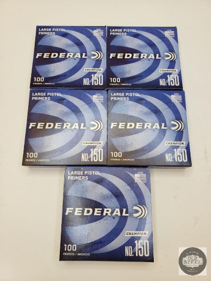 Five Boxes of No 150 Large Pistol Primers