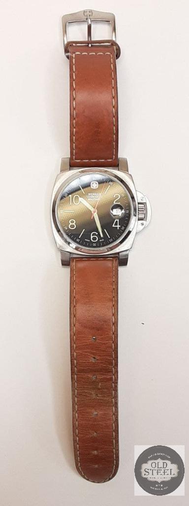 Wenger Swiss Military 7925X/T Men\'s Watch Stainless Steel Brown Leather 100M WR WENGER Swiss Military Brigade 7925 X/T (like PANERAI Homage  main image 4