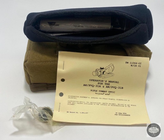 Trijicon ACOG (No Optic) pouch with cleaning stick and User Manual.