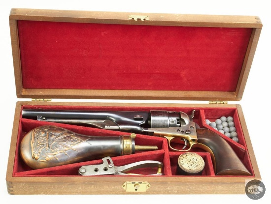 Colt 1860 Revolver .44 Cal with Lined Display Case & Accessories
