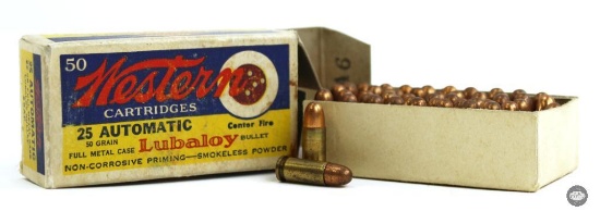 Vintage Box of 25 Auto Cartridges by Western Cartridges (48 rounds)