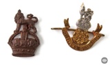 Pair of British Royal Marine Badges - The Loyal Regiment and a Hat Pin