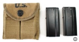 2x M1 Carbine 15 Round .30 Carbine Magazines in WW2 Belt Pouch