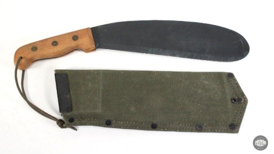 Vietnam War Unmarked Special Forces Bolo Knife - with Canvas Scabbard
