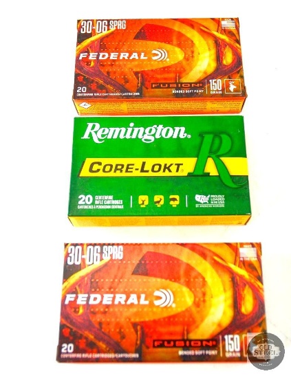 3 Boxes .30-06 Springfield - Remington - Federal