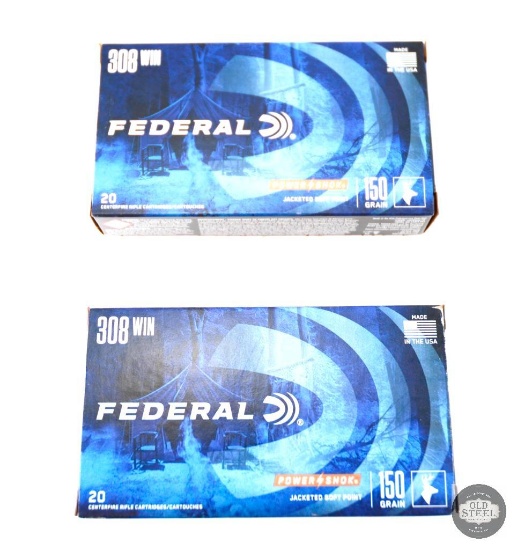 2 Boxes Federal Power Shok .308 WIN 150gr JSP - 40 Total Cartridges