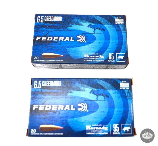 2 Boxes Federal 6.5 Creedmoor 95gr V-Max Ammunition - 40 Rounds Total