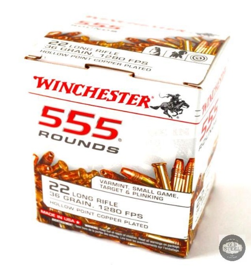 Box of Winchester .22LR 36gr HPCP - 555 Round Box