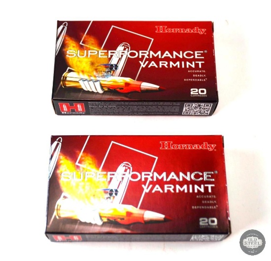 2 Boxes Hornady .22-250 REM V-MAX 50gr - 40 Rounds Total