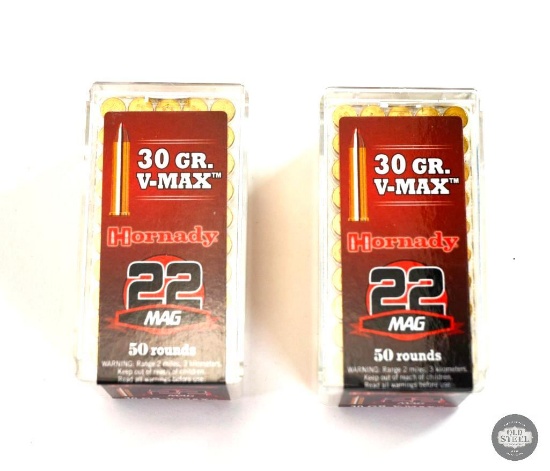 2 Boxes Hornady .22 MAG V-MAX 30gr Ammunition - 100 Total Rounds