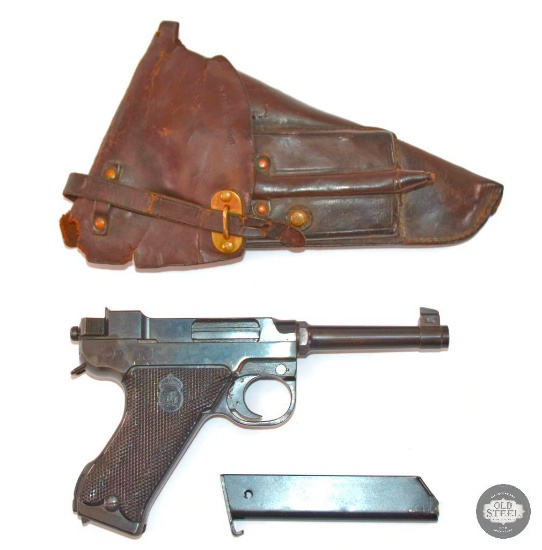 Husqvarna M40 2nd Variation 9x19mm with Leather Holster c.1940-1946
