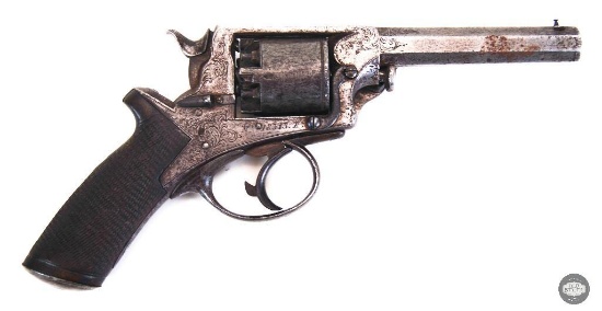 British Tranter Revolver Percussion .38 Cal Black Powder - Engraved - Antique