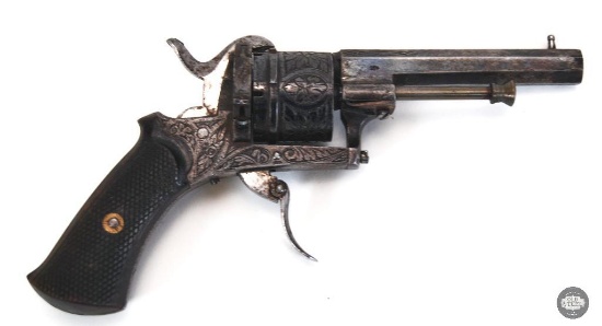 LeFaucheux Pinfire Revolver 7mm PF Engraved - Antique