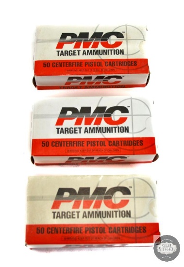 3 Boxes of PMC 9A 9MM Luger Target - 115 Grain Full Metal Jacket 50rd box - Brass Casing