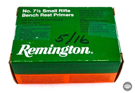 1000 Remington Small Rifle Bench Rest Primers #7-1/2 - Ten 100 Ct. Boxes