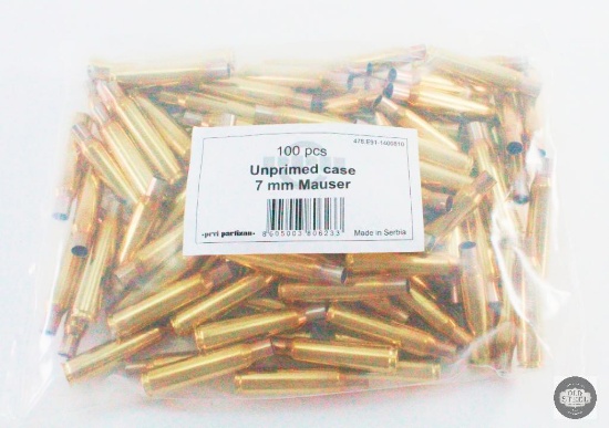 100 PPU 7mm Mauser Unprimed Brass Cases