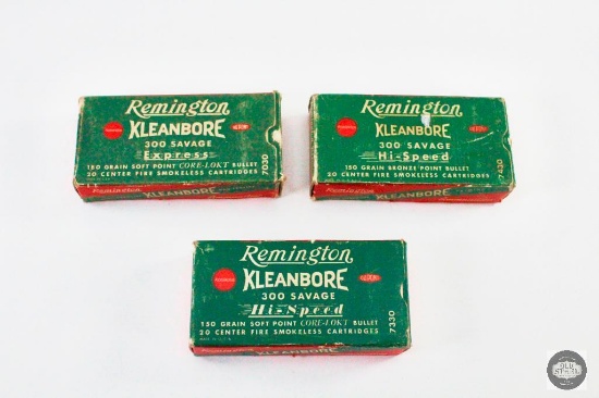 3 Vintage Remington Kleanbore Express Boxes of 300 Savage Reloads