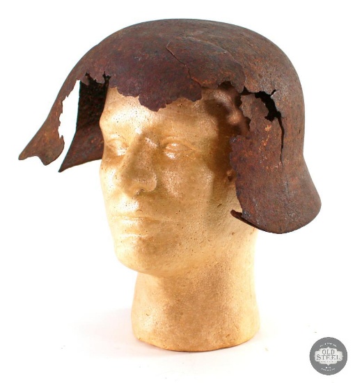 WWII German M40 Helmet Shell - Battle Damage