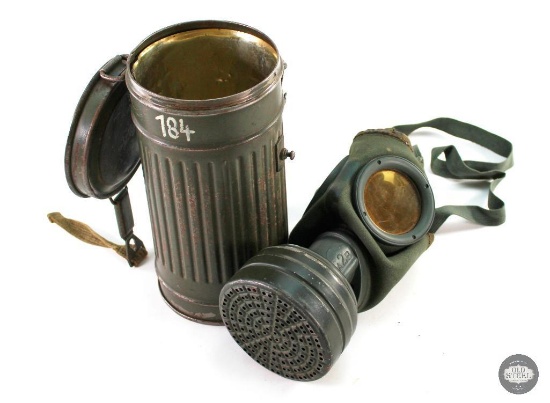 WWII German M30 Gask Mask and Canister - Dated 1936