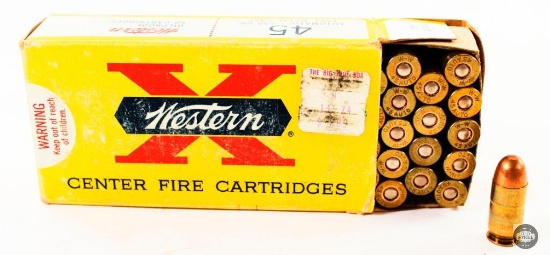 Vintage Box Winchester Western X 45 AUTO 230gr FMJ Ammunition