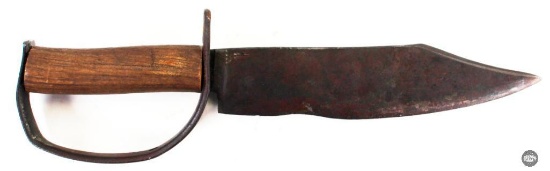 Antique Stag Gripped D-Guard Clip-Point Bowie Knife