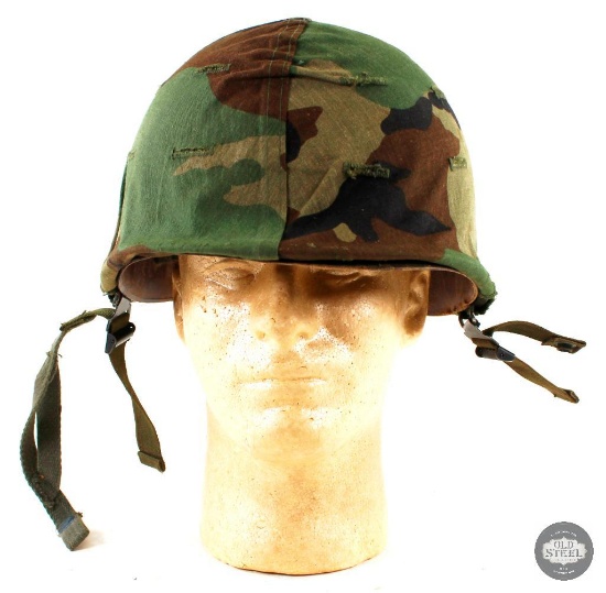 US M1 Helmet - Liner, Chinstrap and Headband - Camo Cover