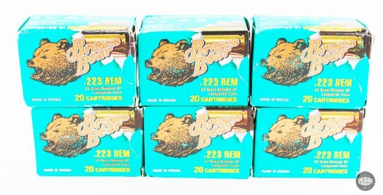 120 Rounds Russian Brown Bear .223 Remington 62gr SP Ammunition