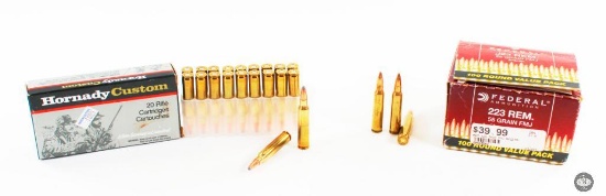 100 Rounds .223 Remington - Federal 55gr FMJ - Hornady 55gr Spire Point
