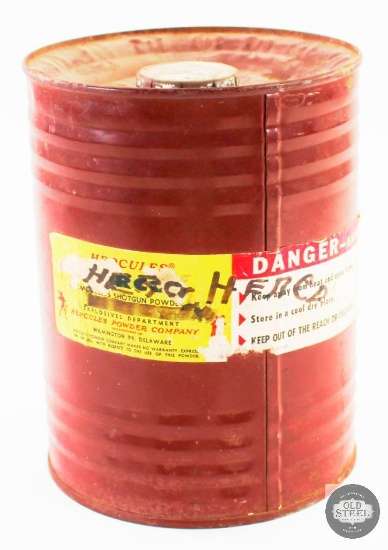 Vintage 8lb. Shotgun Powder Can from Hercules Powder Company - Plum - Empty