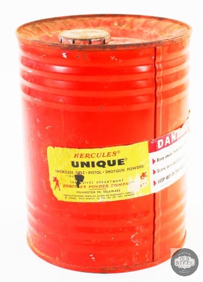 Vintage 8lb. Powder Can from Hercules Powder Company - Red - Empty