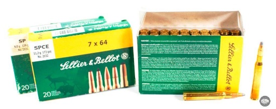 3 Boxes of Sellier & Bellot 7x64mm JSP Ammunition - 60 Rounds
