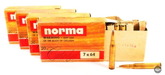 4 Boxes of 7x64mm JSP Ammunition from Norma - 78 Rounds Total