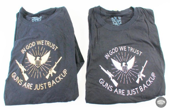 Pair of 2XL T-Shirts - In God We Trust, Guns Are Just Back Up