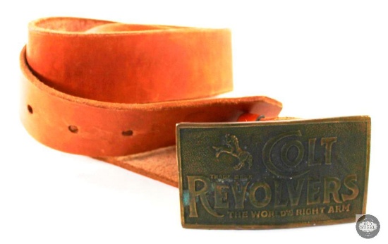 Leather Gun Belt with Colt Belt Buckle.