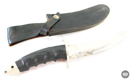7 Inch Curved Fixed Blade Knife with Leather Sheath