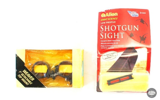 Weaver 1" Detachable Top Mount Scope Rings + Allen Low-Profile Fiber Optic Shotgun Sight