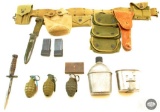 US WWII Era Pistol Belt Kit - M4 Knife - Holster - Pouches - Canteen - Magazines