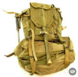 US WWII Era Rucksack, Spade, and Bayonet