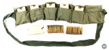 Cloth Bandolier of .30 Carbine Ammunition - 12x Stripper Clips - 120 Rounds Total
