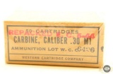 Sealed Vintage Box of 50x .30 Carbine Cartridges from Western Cartridge Co. - Repacked