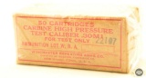 Sealed Vintage Box of 50x High Pressure Test Caliber .30 Carbine Cartridges from Winchester