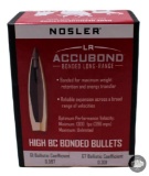 Box of Nosler 30 Caliber 190gr Spitzer Accubond Bullets 100ct