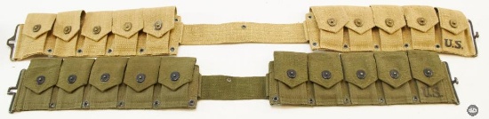 2x M1 Garand Cartridge Belts - Khaki and Green